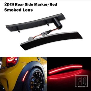 ミニクーパー アンバー/レッド フル LED サイドマーカーライト R50 R52 R53 用 合計120-SMD LED 搭載 サイドマーカーランプと交換可能 - Smoked Lens Red