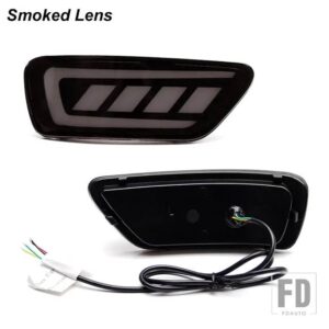 ジープ リアバンパーリフレクター LEDテールライト カーアクセサリー ブレーキライト 流れるウィンカー グランドチェロキー 2011-2022年式に適 - Smoked Lens