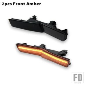 アンバー/レッド フル LED サイドマーカーライト 2015-22年式 ダッジ チャレンジャー SRT ヘルキャット ワイドボディ専用 サイドマーカーランプ - 2pc Front amber
