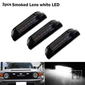 トヨタ 3個入り 超高輝度 アンバー/ホワイト LED センターグリル ランニング/ポジションライト 2007-2014年式 FJ クルーザー パーキング/ドライ - 3PC Smoked White