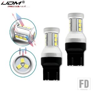 2個入り 赤色高出力最大20W CRE'E LED 7443 T20 7444NA LED電球 ウィンカーライトテールライトブレーキライト用 鮮やかな赤色 - Red