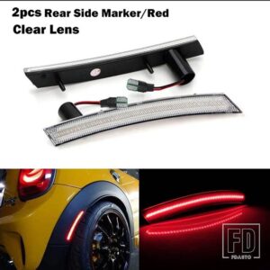 ミニクーパー リア/フロント LED サイドマーカーライト サイドリピーターランプ ウィンカーライト LED パネルランプ 2002-08 1ST GEN R50 R52 - Clear Lens Red