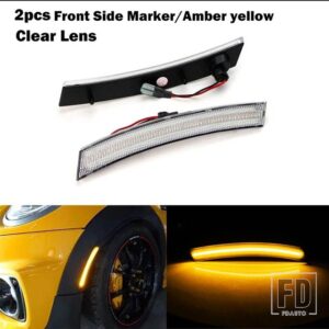 ミニクーパー リア/フロント LED サイドマーカーライト サイドリピーターランプ ウィンカーライト LED パネルランプ 2002-08 1ST GEN R50 R52 - Clear Lens Amber