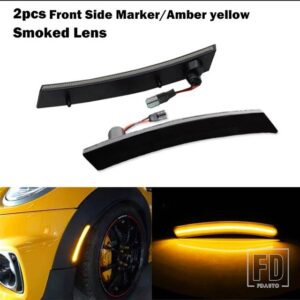 ミニクーパー リア/フロント LED サイドマーカーライト サイドリピーターランプ ウィンカーライト LED パネルランプ 2002-08 1ST GEN R50 R52 - Smoked lens Amber