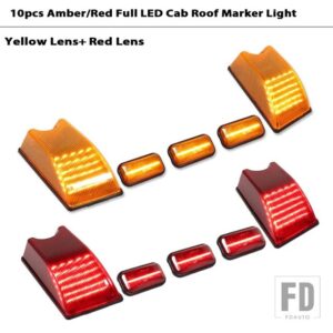 セット ブラックアウト スモークレンズ キャブルーフマーカーライトハウジング 2003-2009 ハマー H2 SUV/SUT - 10pc Amber Red