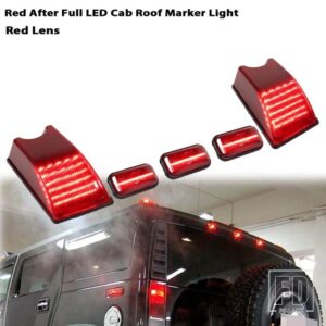 セット ブラックアウト スモークレンズ キャブルーフマーカーライトハウジング 2003-2009 ハマー H2 SUV/SUT - 5pc Red