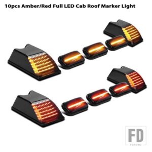 セット ブラックアウト スモークレンズ キャブルーフマーカーライトハウジング 2003-2009 ハマー H2 SUV/SUT - 10pc Amber Red2