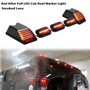セット ブラックアウト スモークレンズ キャブルーフマーカーライトハウジング 2003-2009 ハマー H2 SUV/SUT - 5pc Smoked Red