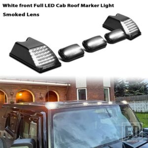 セット ブラックアウト スモークレンズ キャブルーフマーカーライトハウジング 2003-2009 ハマー H2 SUV/SUT - 5PC Smoked White