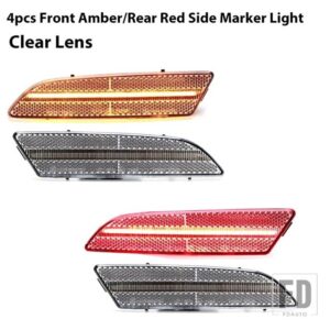 2PCS アンバーイエローフロントサイドマーカー LED ライト 2004-2008 クライスラー クロスファイア フロントバンパー ウィンカーランプアセンブ - 4pc Front Rear3
