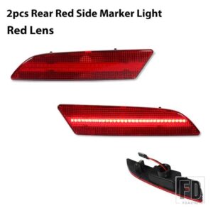 2PCS アンバーイエローフロントサイドマーカー LED ライト 2004-2008 クライスラー クロスファイア フロントバンパー ウィンカーランプアセンブ - 2pc Rear Red Red