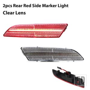 2PCS アンバーイエローフロントサイドマーカー LED ライト 2004-2008 クライスラー クロスファイア フロントバンパー ウィンカーランプアセンブ - 2pc Rear Red Clear