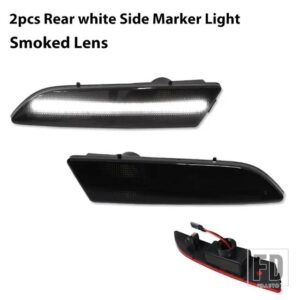 2PCS アンバーイエローフロントサイドマーカー LED ライト 2004-2008 クライスラー クロスファイア フロントバンパー ウィンカーランプアセンブ - 2pc Rear Smoke white