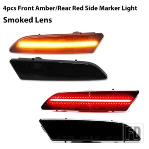 2PCS アンバーイエローフロントサイドマーカー LED ライト 2004-2008 クライスラー クロスファイア フロントバンパー ウィンカーランプアセンブ - 4pc Front Rear