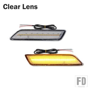 クライスラー セブリング セダン コンバーチブル用 アンバー フロントバンパー サイドマーカー LED ライト ランプ ウィンカーライト/クリアラン - Clear Lens