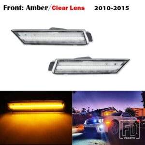 シボレー 12V アンバー LED フロントサイドマーカーライト 2010-2015 カマロ用LH RH サイドマーカー26 アンバー SMD LED ライト搭載 - Front Clear Amber