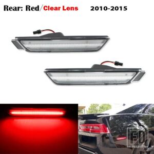 シボレー 12V アンバー LED フロントサイドマーカーライト 2010-2015 カマロ用LH RH サイドマーカー26 アンバー SMD LED ライト搭載 - Rear Clear Red
