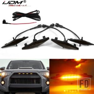 トヨタ 4点セット スモークレンズ アンバーホワイト フロントグリルライトキット 2014-2019年式 4RUNNER TRD PROグリル用 12V付属 - Amber yellow