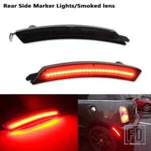 ミニクーパー リア/フロント LED サイドマーカーライト サイドリピーターランプ ウィンカーライト LED パネルランプ R55 R56 R57 R58 R59 R60 - 2PC Rear Smoked