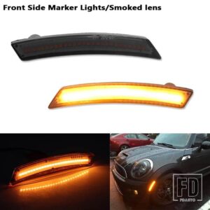 ミニクーパー リア/フロント LED サイドマーカーライト サイドリピーターランプ ウィンカーライト LED パネルランプ R55 R56 R57 R58 R59 R60 - 2PC Front Smoked