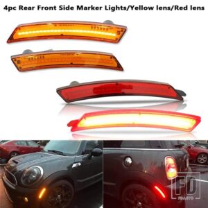 ミニクーパー リア/フロント LED サイドマーカーライト サイドリピーターランプ ウィンカーライト LED パネルランプ R55 R56 R57 R58 R59 R60 - 4pcs Front Rear