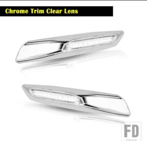 BMW アンバー LED サイドマーカーライト 1 3 5シリーズ E81 E82 F30 E90 E91 E92 E93 E46 E60 E61 用 F10 ウィンカーライト用 - Chrome Silver