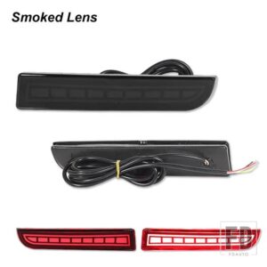 三菱 ランサーエボリューションX アウトランダー用 LEDリアバンパーライト テールリフレクター シーケンシャルウィンカーライト ブレーキランプ - Smoked Lens C