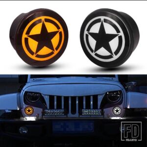 LED DRL ウィンカーアセンブリ 07-17 JEEP WRANGLER用 デイランニングライトホワイトLEDウィンカーライトアンバーLED - Road Star Logo