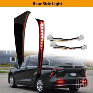 トヨタ シエナ 2021 2022 3-IN-1 機能 12V LED リアサイドライト バンパーライト ブレーキライト ダイナミックウィンカーリフレクター 2個 - 2pc Rear Side
