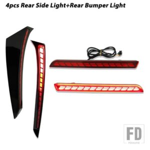 トヨタ シエナ 2021 2022 3-IN-1 機能 12V LED リアサイドライト バンパーライト ブレーキライト ダイナミックウィンカーリフレクター 2個 - 4pc Side Bumper