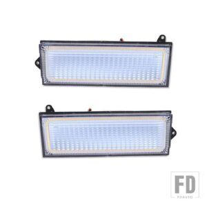 ジープ スイッチバック LED デイタイム ランニング ライト アセンブリ チェロキー コマンチ用 ホワイト/アンバー DRL ウィンカー機能付き 1984 - Clear Lens