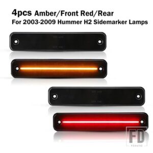 2005-2009 ハマー H2 LED バンパーリフレクターライト テールブレーキリアフォグランプウィンカーライト機能 2個 赤 3157 - 4pc Front Rear
