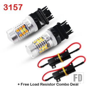 IJMD 自動車用 7443 LED 1157 LED 3157 LED 電球 ホワイト/アンバー スイッチバック LED 電球 フロントウィンカー用 + フリーロード抵抗器 コン - RGB