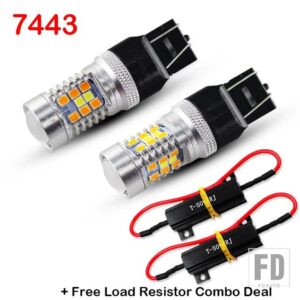 IJMD 自動車用 7443 LED 1157 LED 3157 LED 電球 ホワイト/アンバー スイッチバック LED 電球 フロントウィンカー用 + フリーロード抵抗器 コン - Red