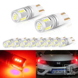 W5W LED T10 CANBUS 自動車用 ランプ 168 194 ウィンカー パーキングライト サイドマーカーライト バックアップ リバースライト 12V-32V - Red