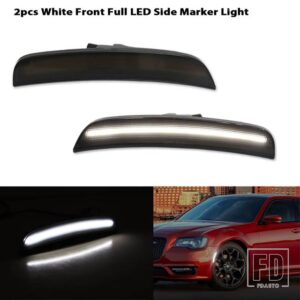 フロントアンバーリアレッドLEDサイドマーカーライト クライスラー300 2015-2021 フロントリアフルセットスモークライト クライスラー300用 - 2pc Front white