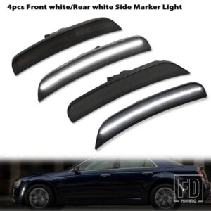 フロントアンバーリアレッドLEDサイドマーカーライト クライスラー300 2015-2021 フロントリアフルセットスモークライト クライスラー300用 - 4pc Front Rear LED3