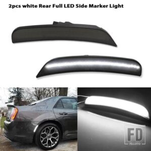 フロントアンバーリアレッドLEDサイドマーカーライト クライスラー300 2015-2021 フロントリアフルセットスモークライト クライスラー300用 - 2pc Rear White