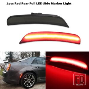 フロントアンバーリアレッドLEDサイドマーカーライト クライスラー300 2015-2021 フロントリアフルセットスモークライト クライスラー300用 - 2pc Rear red