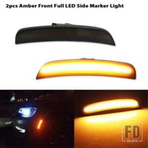 フロントアンバーリアレッドLEDサイドマーカーライト クライスラー300 2015-2021 フロントリアフルセットスモークライト クライスラー300用 - 2pc Front Amber2