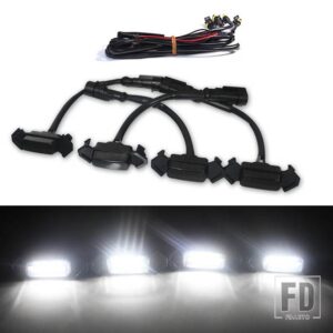 トヨタ 6000K ホワイト/アンバー 12V フロントグリルライト 2016-2020 タコマ TRD プログリル付き専用 フロントグリルライト DRL - Smoked Lens White
