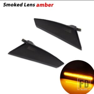 ジープ 2個 アンバーイエロー T10 12V サイドマーカー LED ライト チェロキー リバティ KK 2008-2012 フロントバンパー ウィンカーランプ用 ホ - Smoked lens Amber