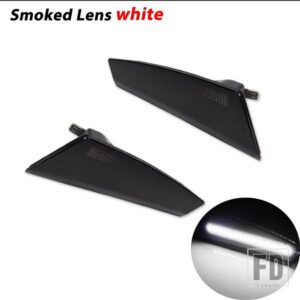 ジープ 2個 アンバーイエロー T10 12V サイドマーカー LED ライト チェロキー リバティ KK 2008-2012 フロントバンパー ウィンカーランプ用 ホ - Smoked Lens White