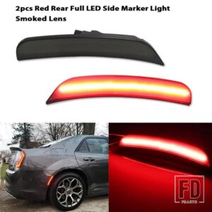 クライスラー 300 フロントリアバンパー LED サイドフェンダーマーカーライト パーキングライト フロントアンバーウィンカーライト 2015-2021 - 2pc Rear Red3