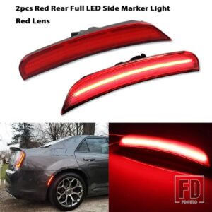 クライスラー 300 フロントリアバンパー LED サイドフェンダーマーカーライト パーキングライト フロントアンバーウィンカーライト 2015-2021 - 2pc Rear Red6