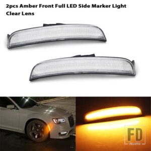 クライスラー 300 フロントリアバンパー LED サイドフェンダーマーカーライト パーキングライト フロントアンバーウィンカーライト 2015-2021 - 2pc Front Amber2