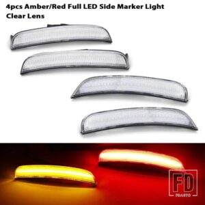 クライスラー 300 フロントリアバンパー LED サイドフェンダーマーカーライト パーキングライト フロントアンバーウィンカーライト 2015-2021 - 4pc Front Rear LED