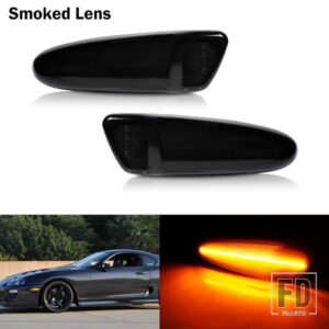 トヨタ スープラ MK.4用 2個 00-05 セリカ用 フロントバンパー サイドマーカー LEDライト ランプ ウィンカーライト/クリアランスライト - Smoked lens Amber