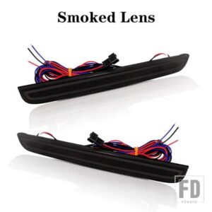 OEM 3DオプティックスタイルLEDバンパーリフレクターライト 2015-2019年式 ダッジチャレンジャー リアフォグランプ＆ブレーキテールライト LED - Smoked Lens