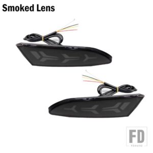 フォード フォーカス 3 2011-2014 セダン ハッチバック用 LED バンパーリフレクターライト 2個 テールブレーキリアフォグランプウィンカー機能 - Smoked Lens